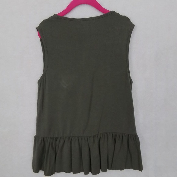 Imoga Girls Charlize Peplum Tank Top Sz 10 Sage Green Jewel Rhinestone Pocket - Picture 2 of 10